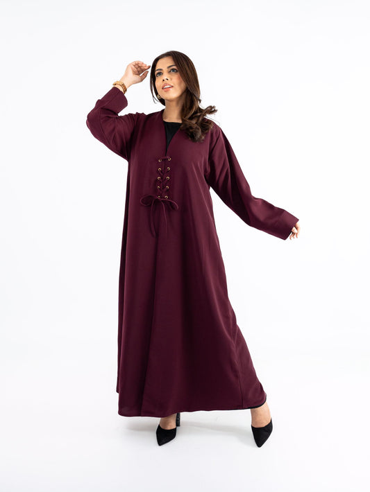 Ruby red Abaya with fancy strings