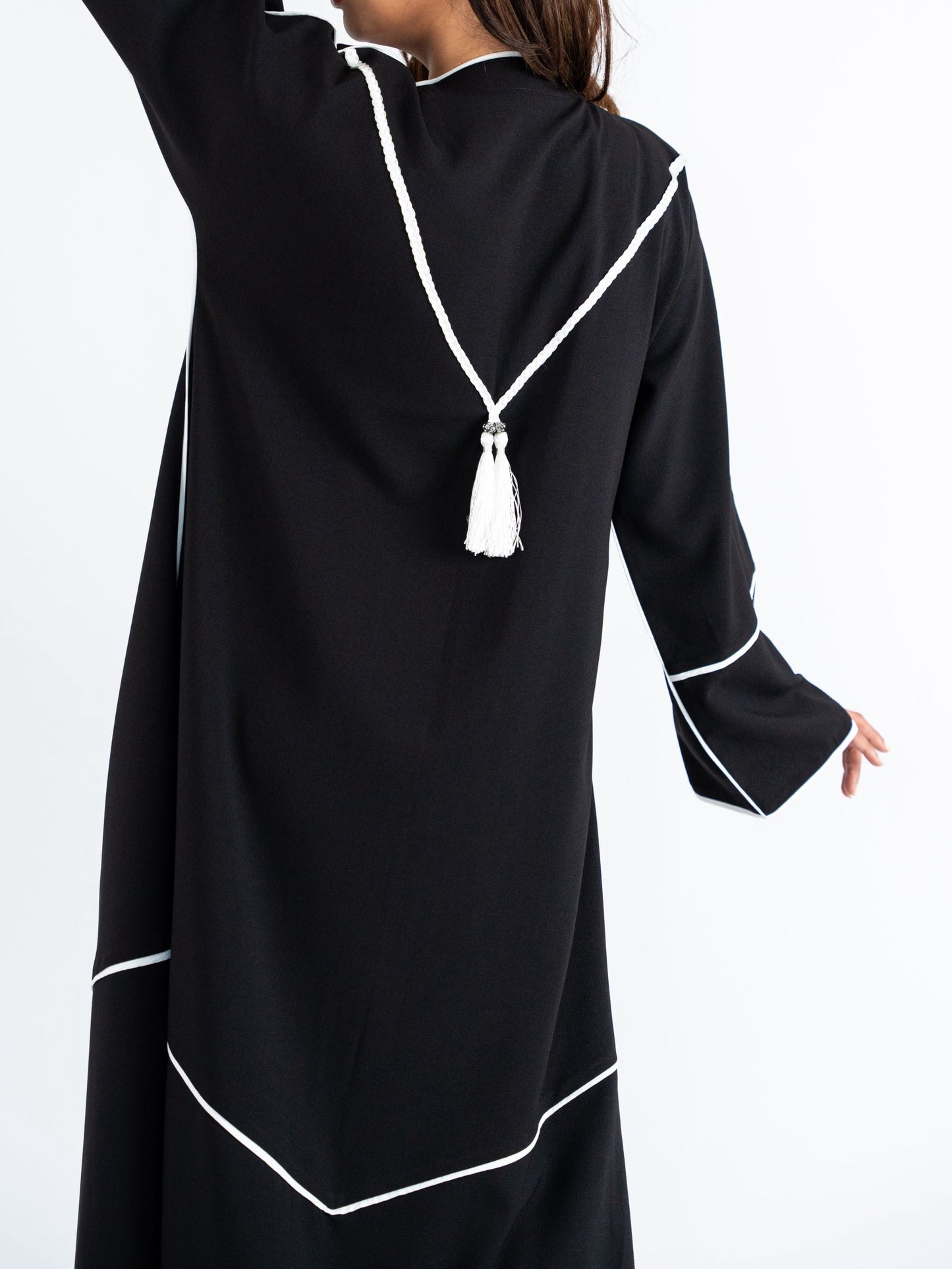 Midnight black Abaya with line design Angelica fabric