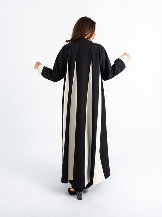 Black and Beige Parasol style Abaya