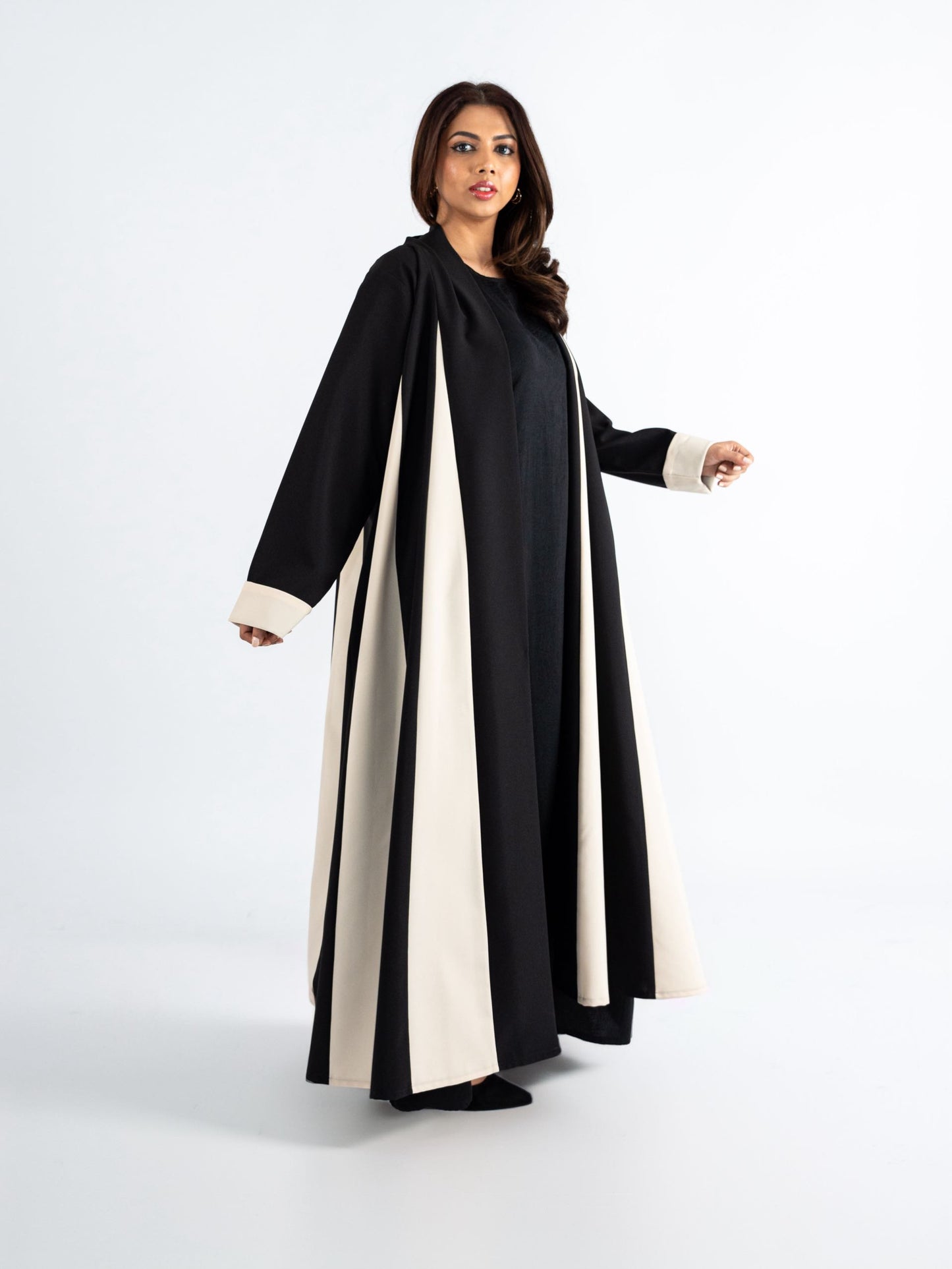 Black and Beige Parasol style Abaya