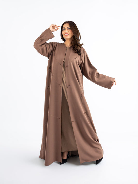 Mocha-coloured embellished Abaya