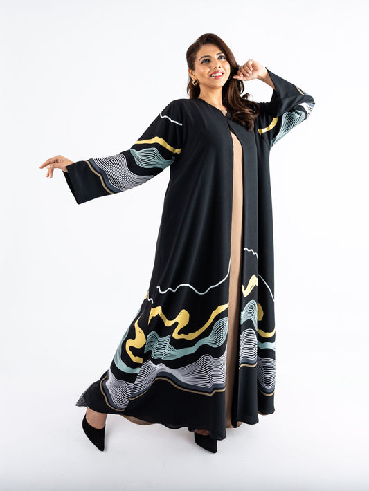 Bold Black, Gold-Blue Elegance