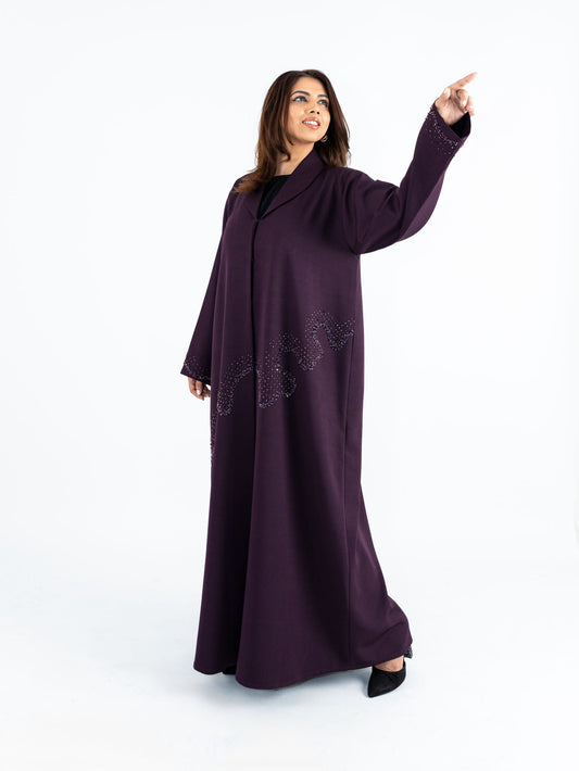 Dark Lavender stone enriched Abaya