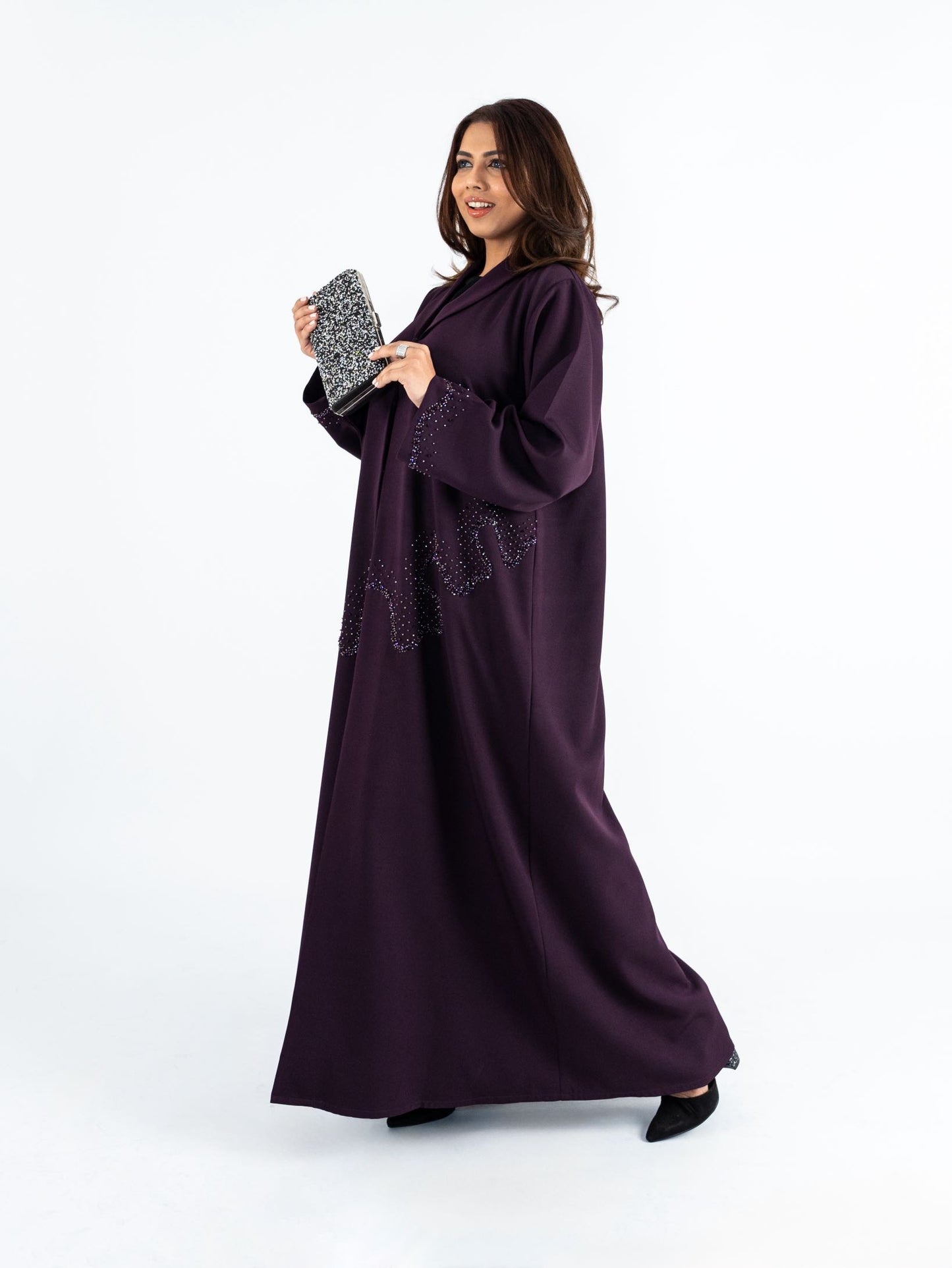 Dark Lavender stone enriched Abaya