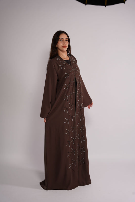 Mahogany inspired Abaya with embellished art stones