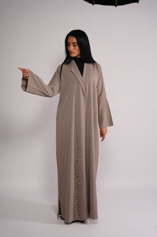 Almond Abaya with art sequin embellishment