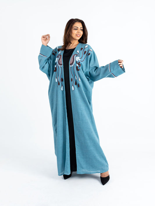 Royal blue Embroidered sequin embellished Abaya