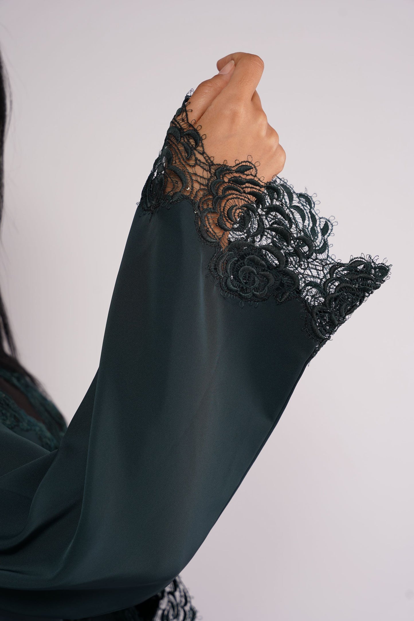 Laced Rose Abaya with rose trimmings