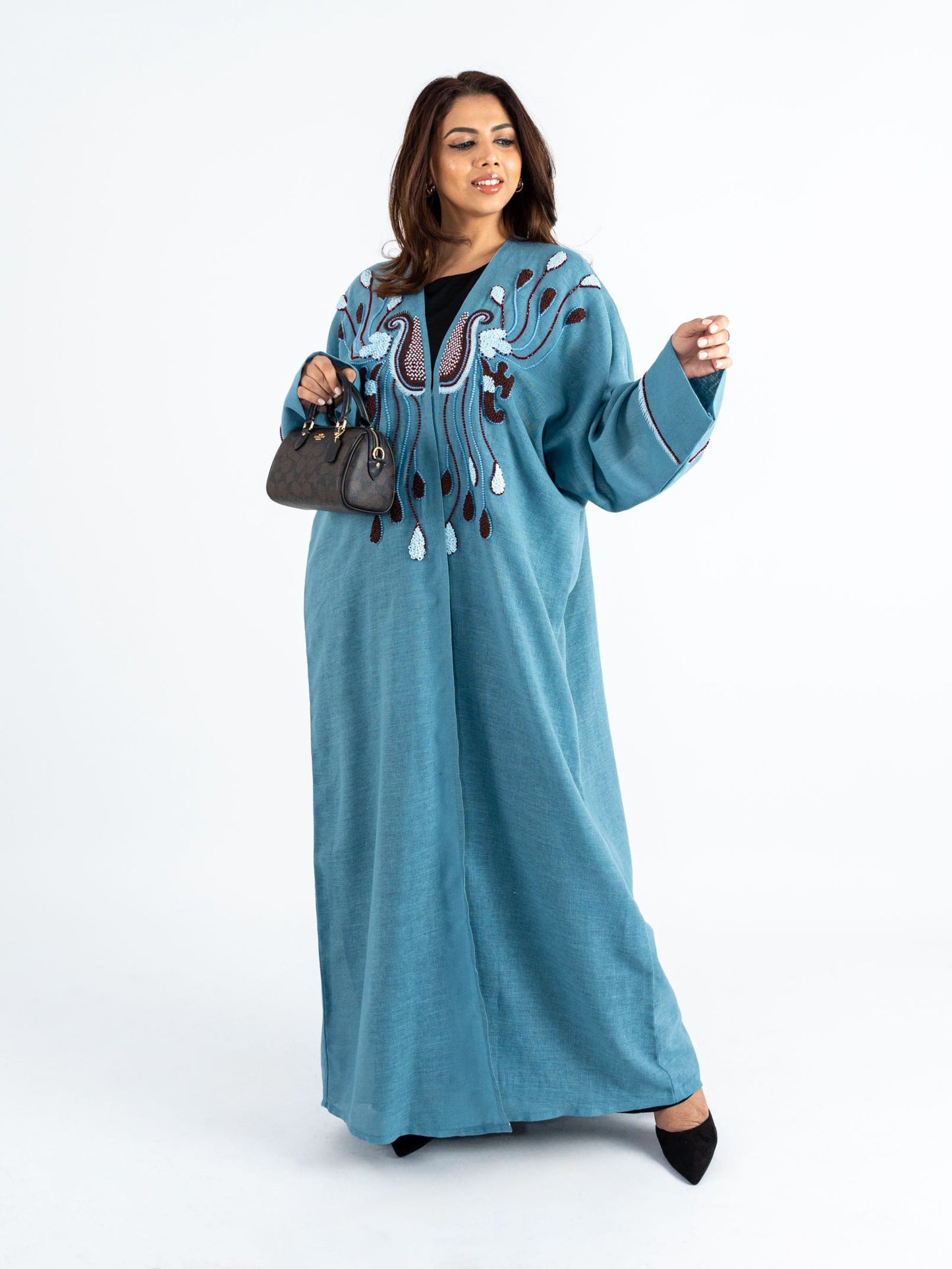 Royal blue Embroidered sequin embellished Abaya