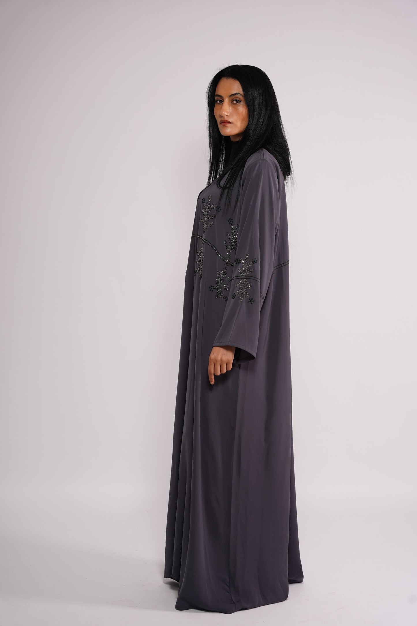 Abaya fig theme stone embellishment