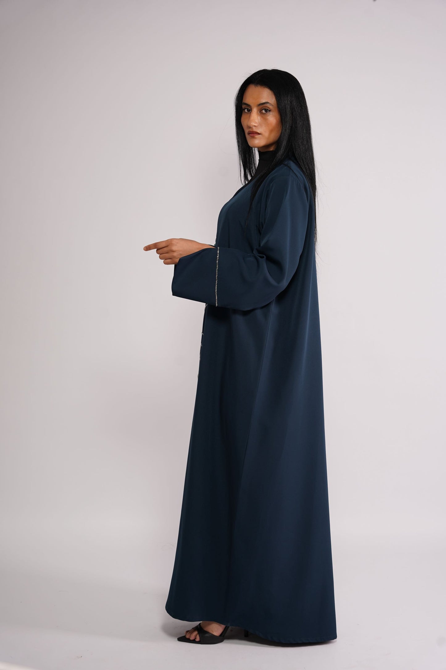 Navy Abaya with art stone embellishments