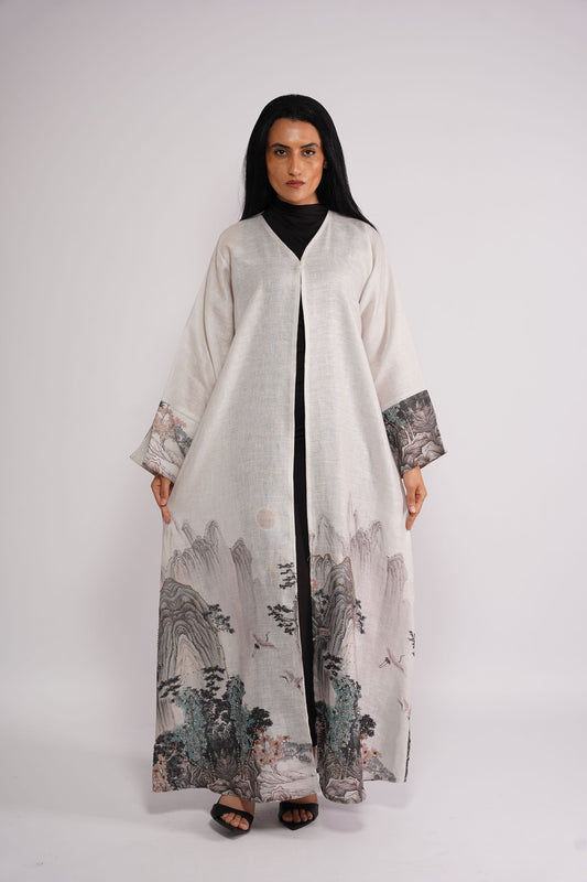 Abaya Oriental themed murals on linen fabric