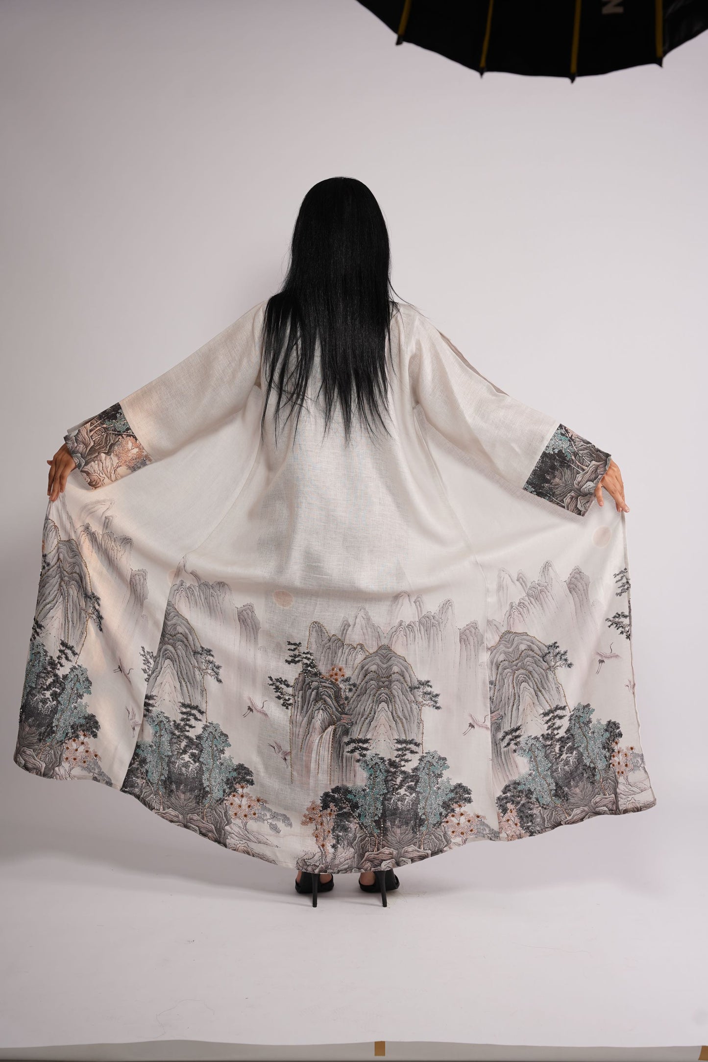 Abaya Oriental themed murals on linen fabric