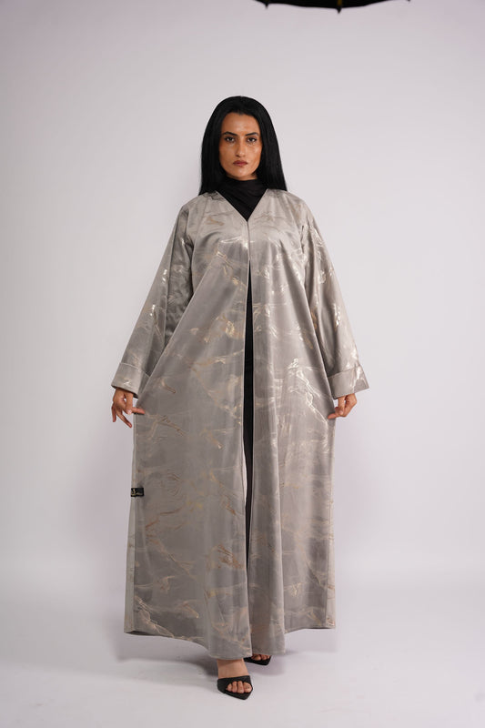 Slate themed Abaya on printed fabric