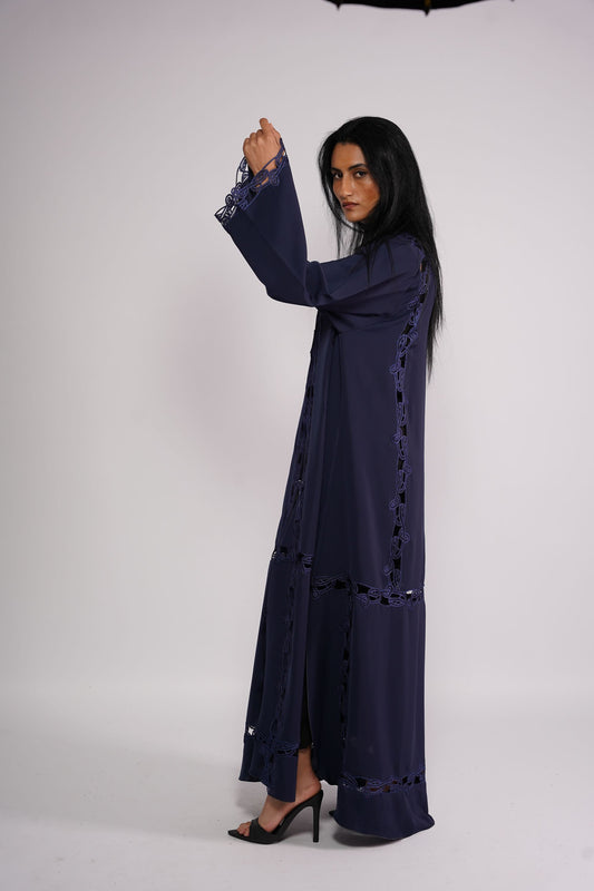 Laced Abaya in nada crepe fabric