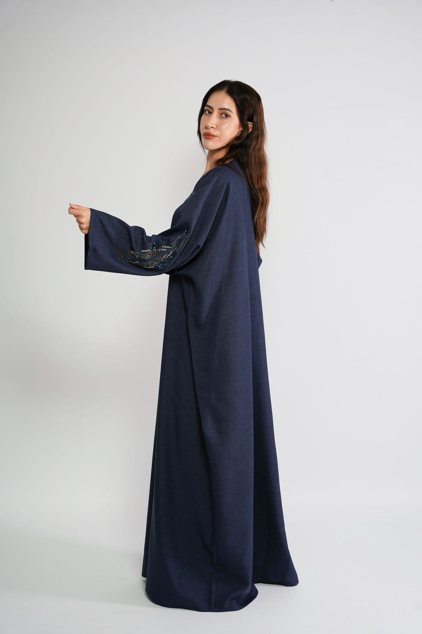 Lavender themed Abaya embellished with art stones