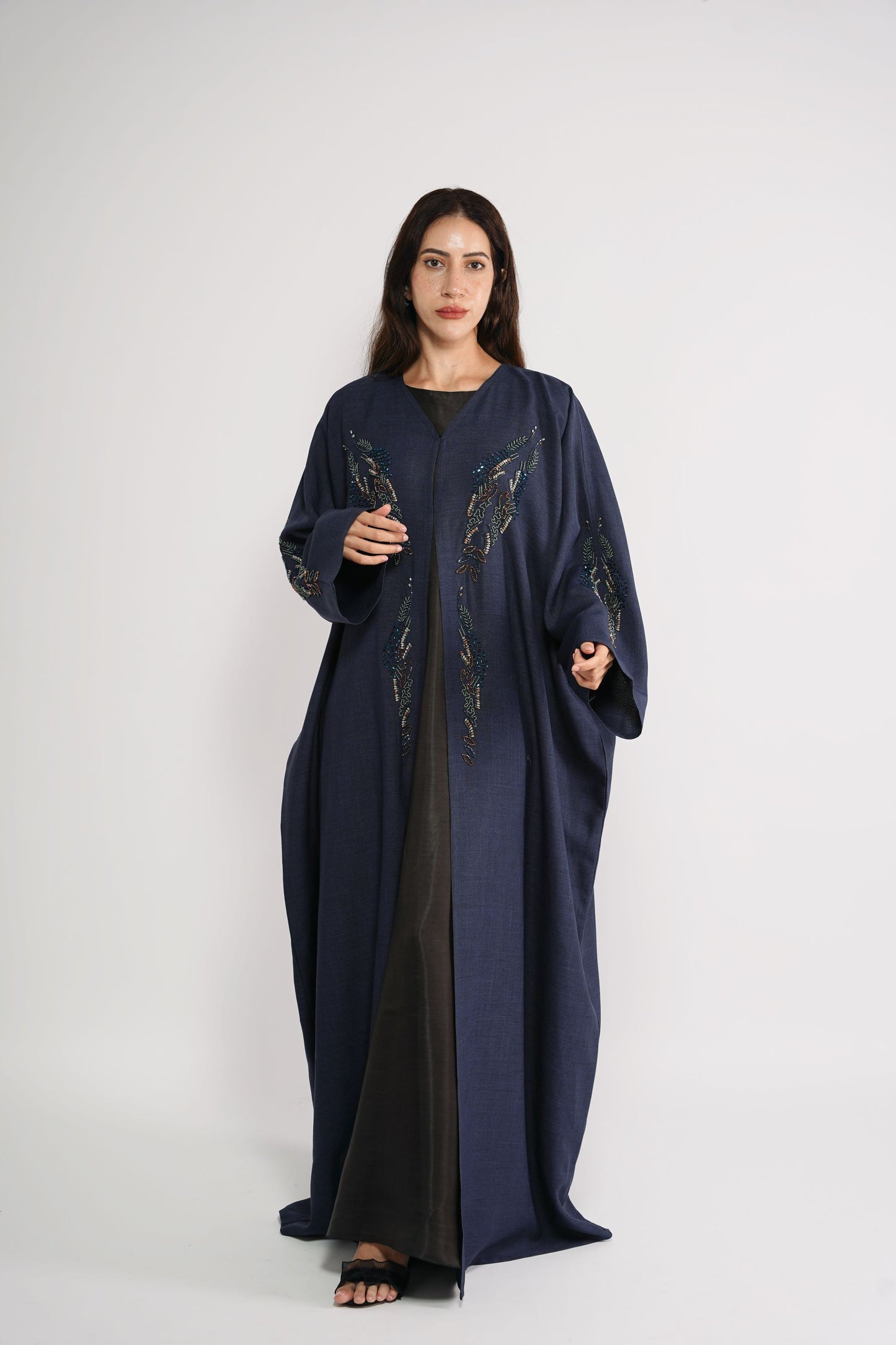 Lavender themed Abaya embellished with art stones