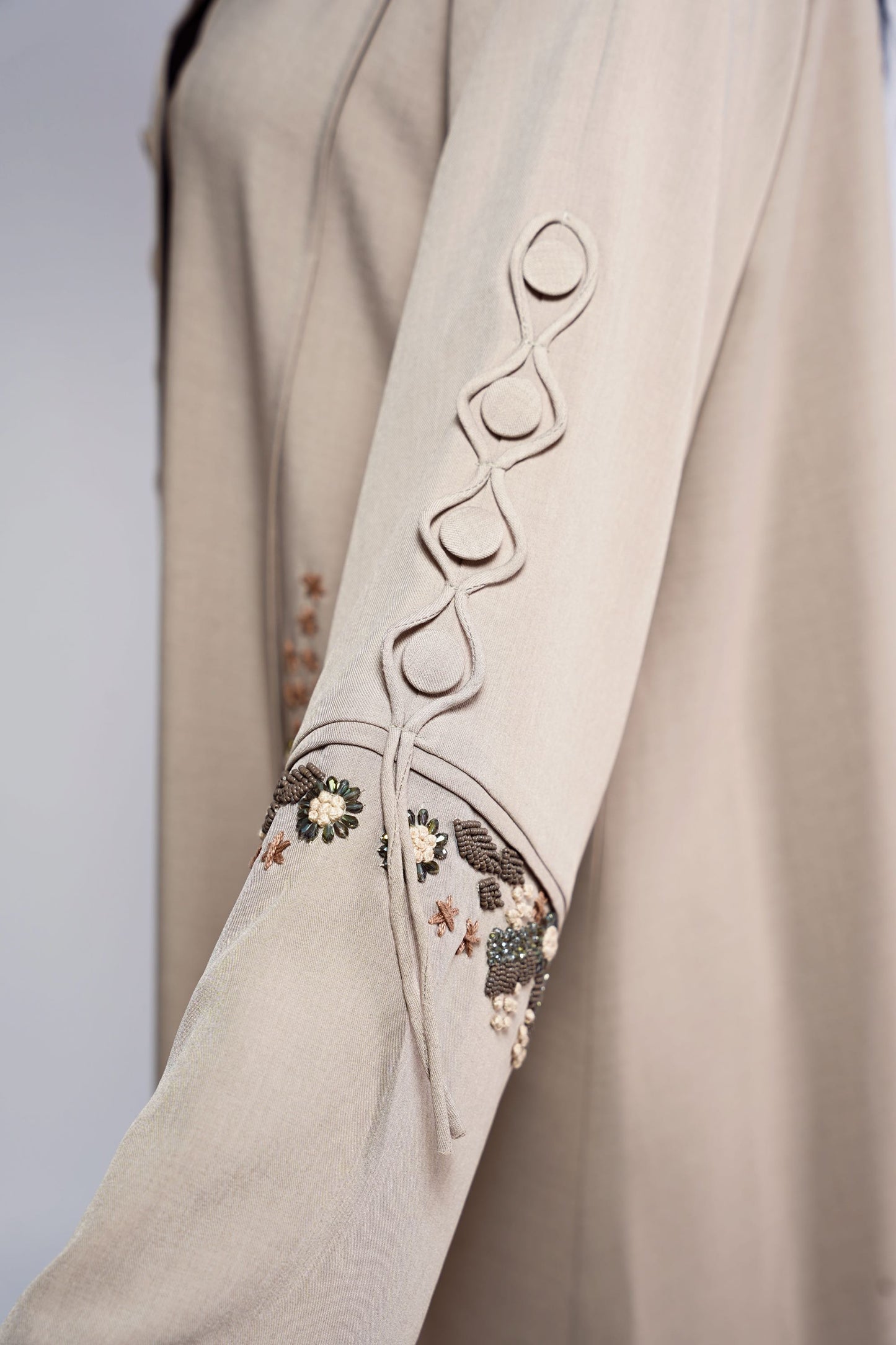 Abaya with 3D floral and stones beads embellishment