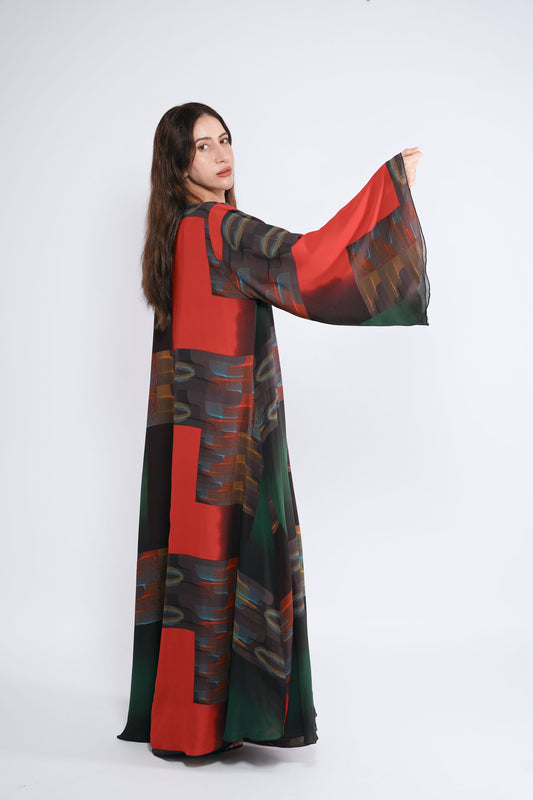 Multicolor printed Abaya pastels in Chiffon