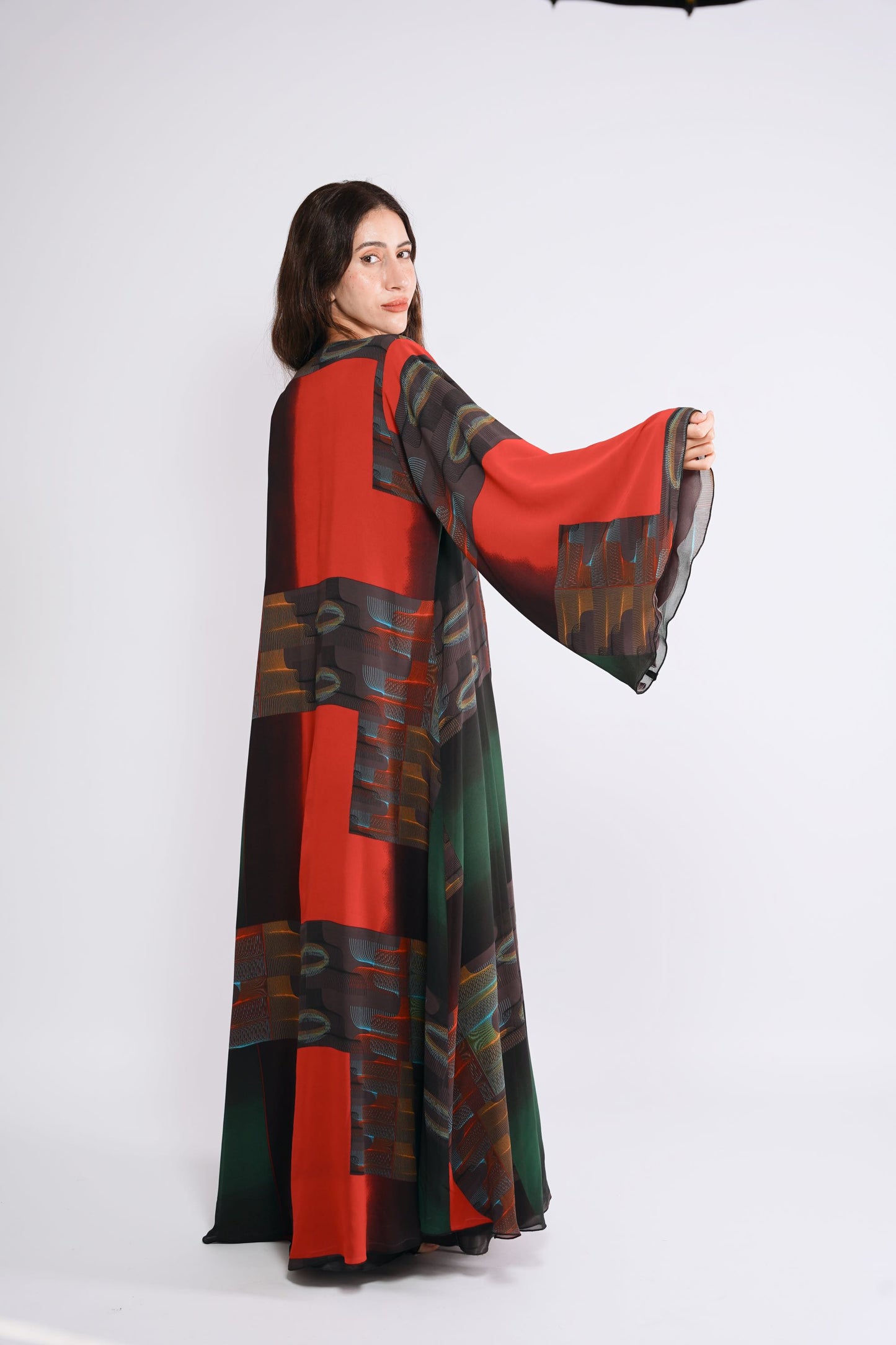 Multicolor printed Abaya pastels in Chiffon