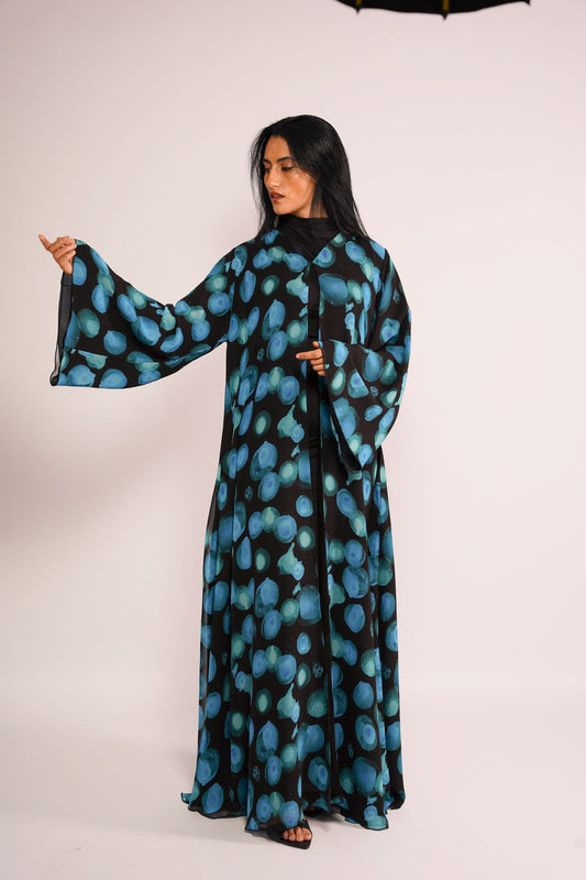 Multicolor printed Abaya pastels in Chiffon