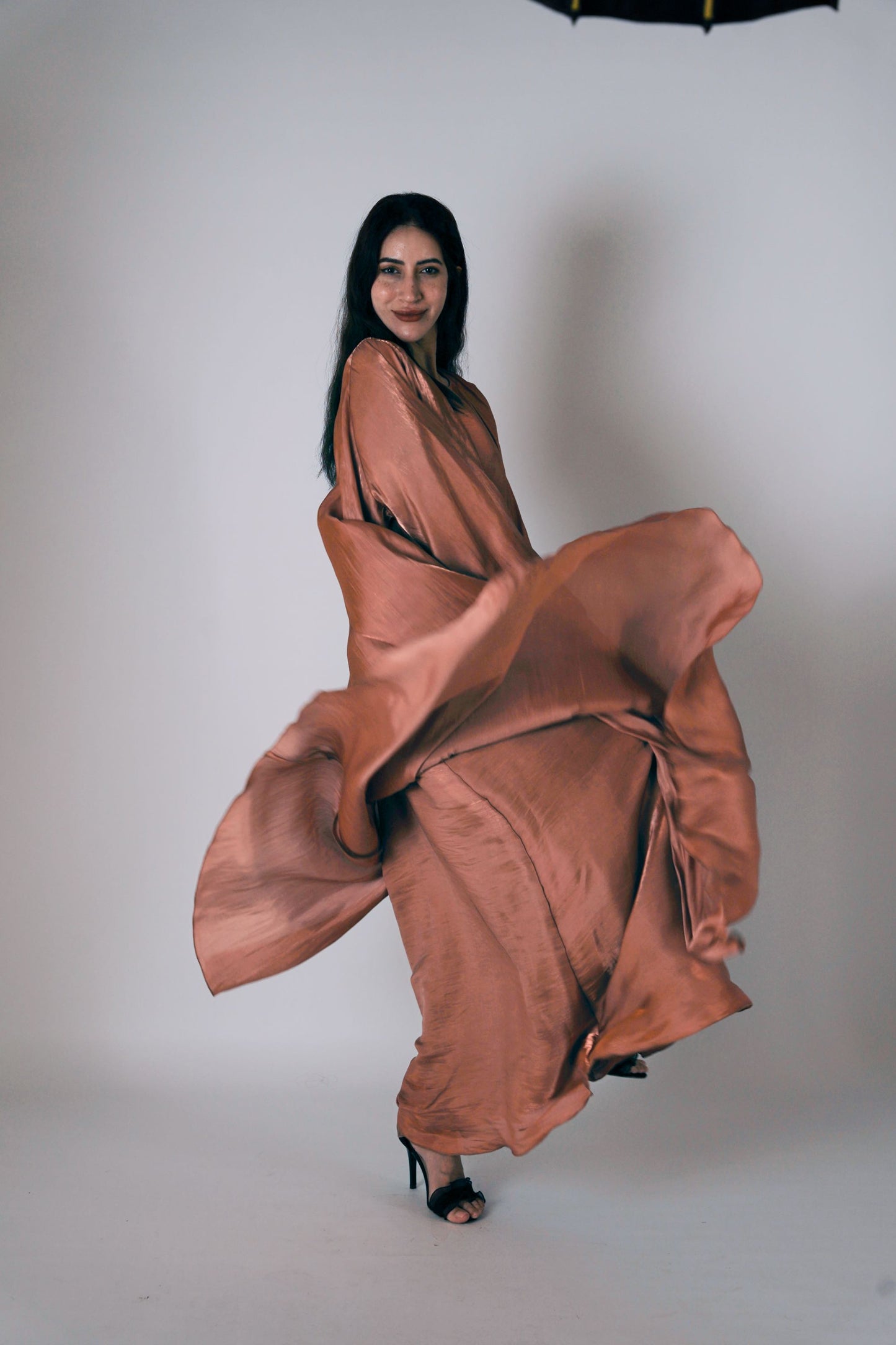 Marigold inspired Abaya with sheer silk finish