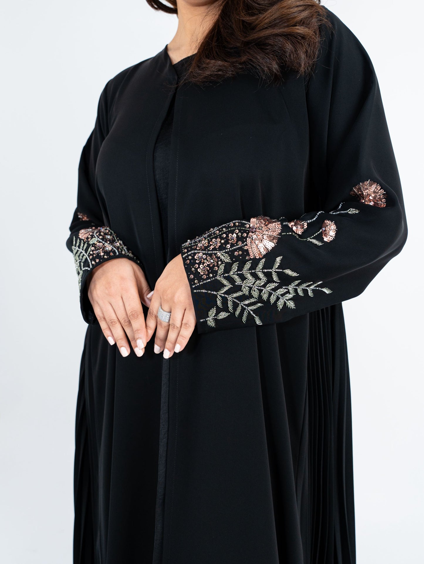 Royal black Abaya in sequin and embellishments