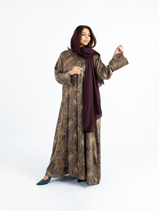 Taupebrown Floral Abaya