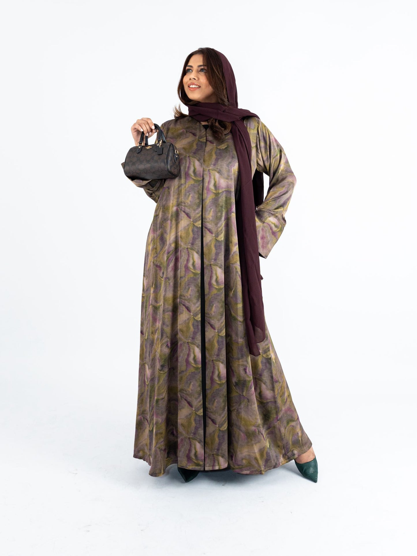 Taupebrown Floral Abaya